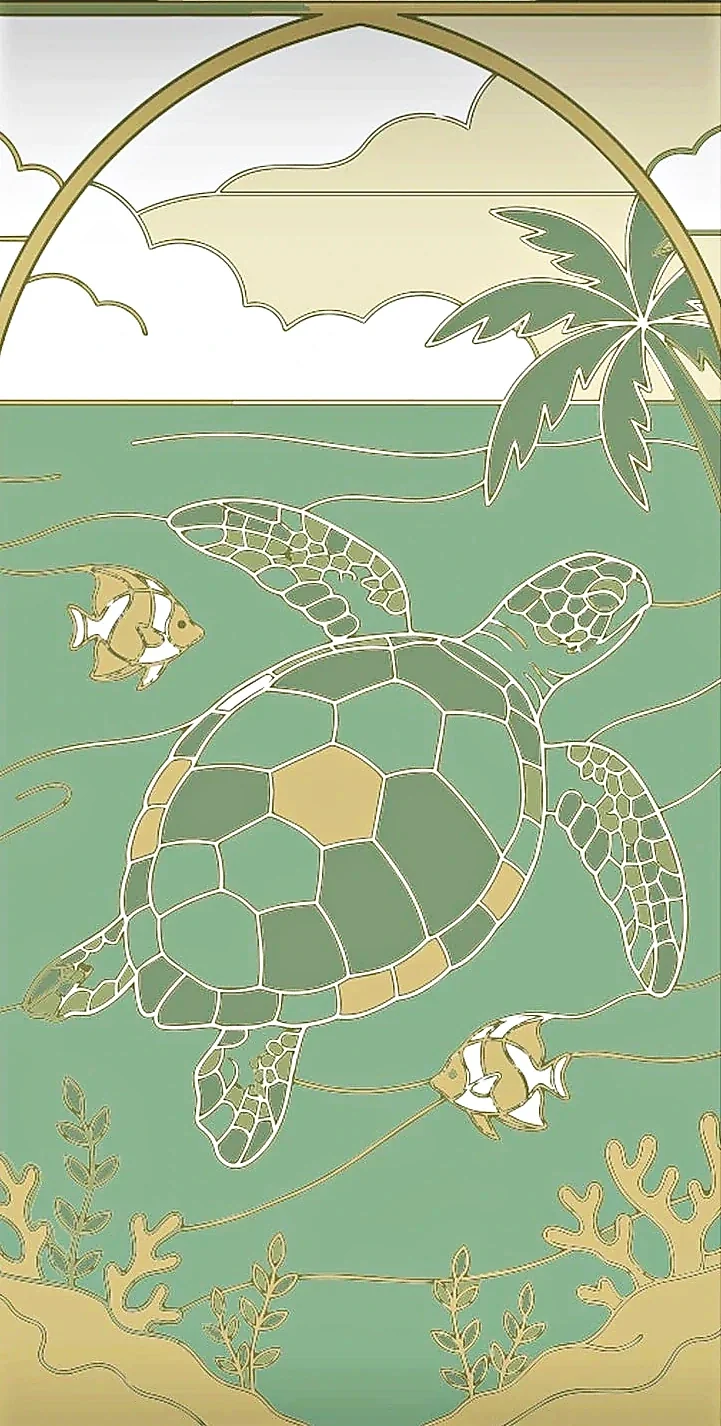 Karès Blan — verso gravé, tortue marine d’Anse Source d’Argent