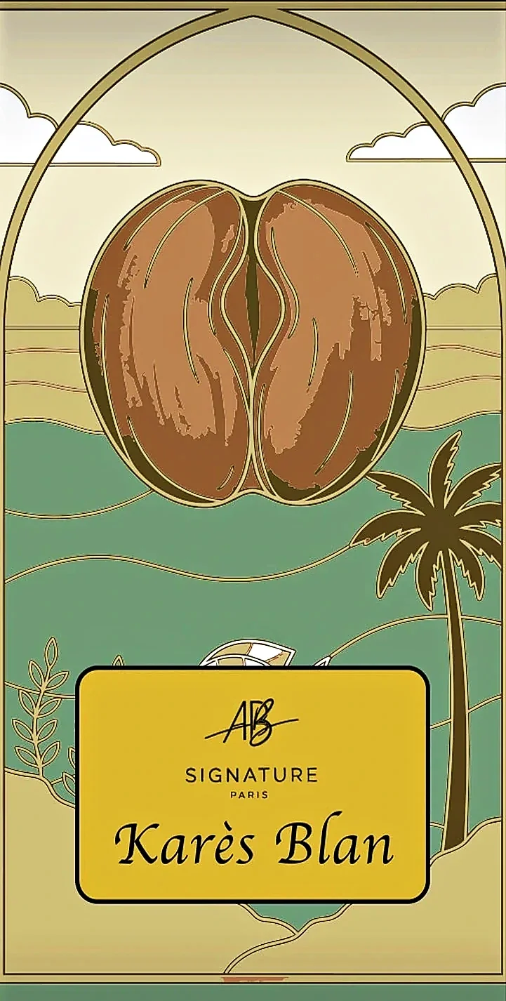 Karès Blan — extrait de parfum AB Signature Paris, flacon gravé de La Digue, Seychelles